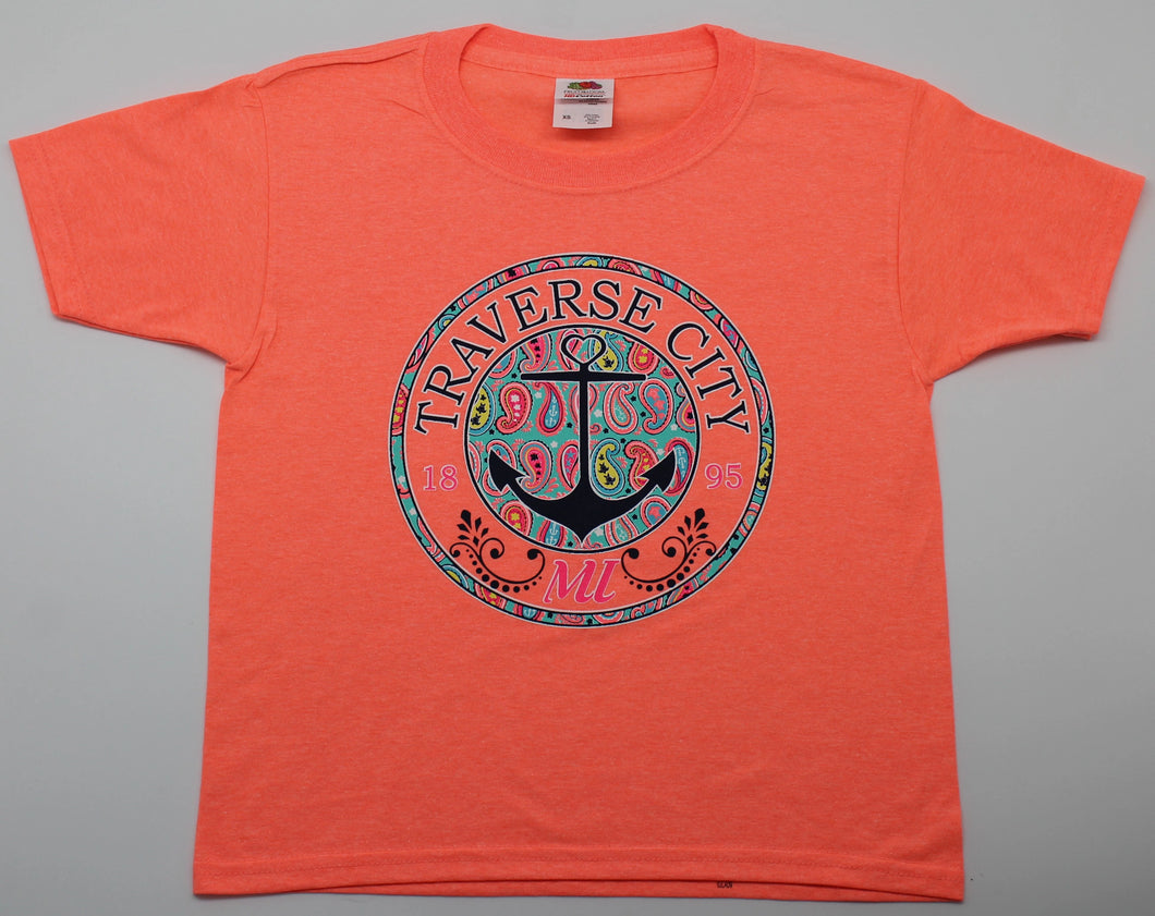 Traverse City Paisley Anchor Kids T-Shirt