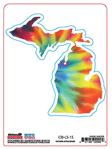 Multi Color Tie Dye Michigan Map Sticker
