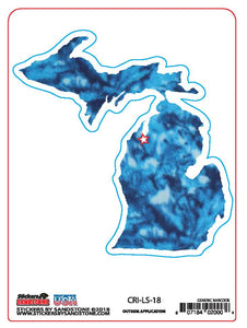 Blue Tie Dye Michigan Map Stickers